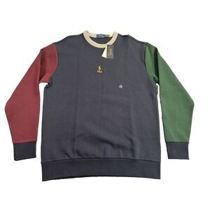 Polo Ralph Lauren Colorblock Sweatshirt Mens LT Pony Blue Green Burgundy Large